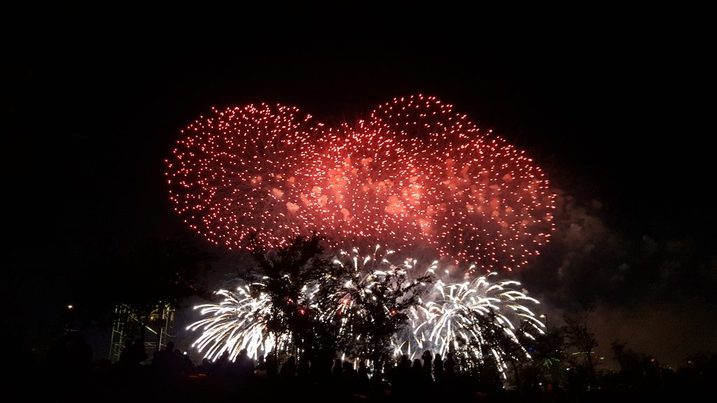 Fireworks lighting up the night sky during an October festival in Korea