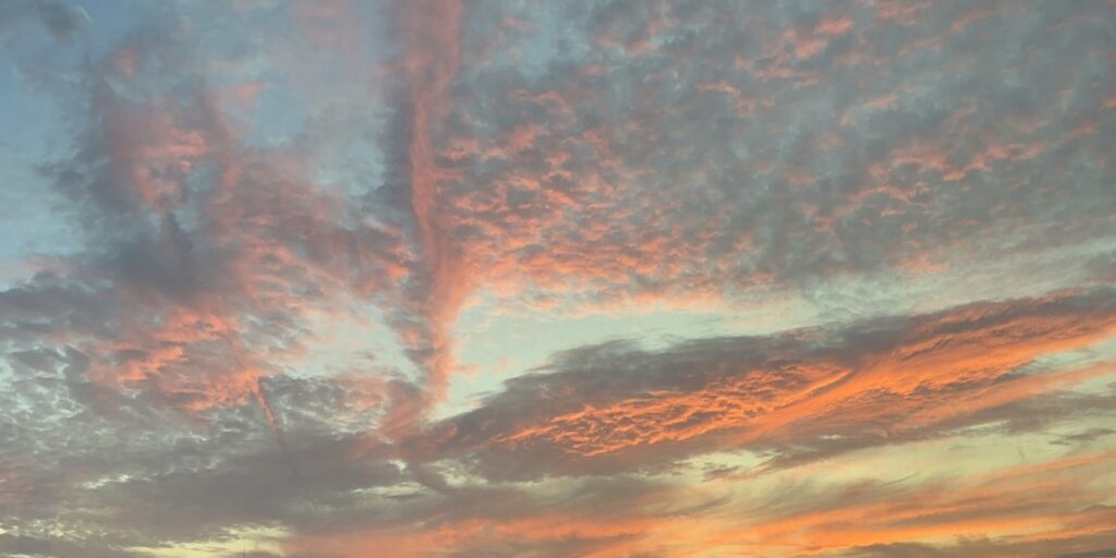 Colorful summer sunset sky in Korea in August
