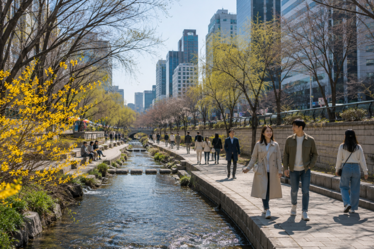 Seoul in early spring on a clear March afternoon