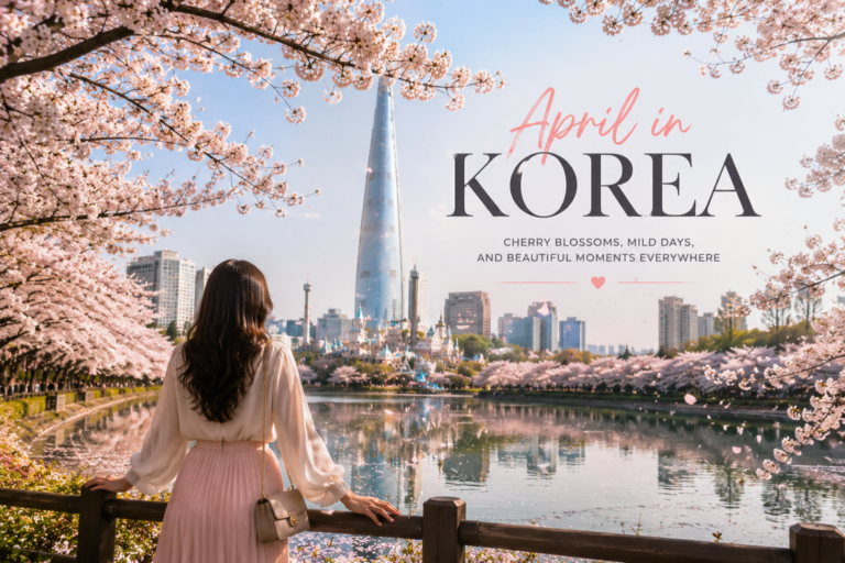 Cherry blossoms in full bloom at Seokchon Lake in Seoul in April