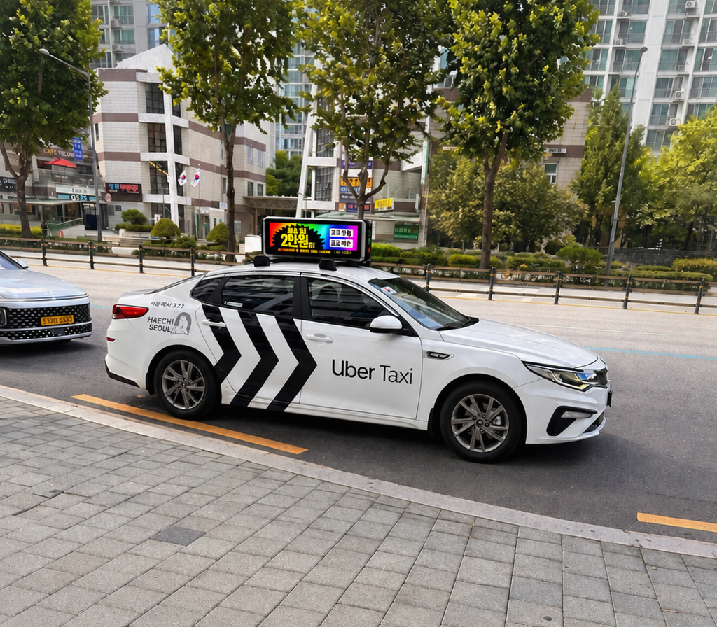 Uber Taxi on a street in Seoul, South Korea