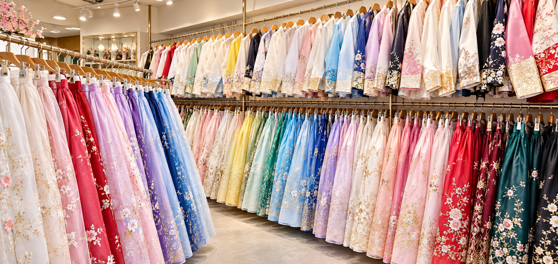 Colorful hanbok rentals near Gyeongbokgung Palace in Seoul