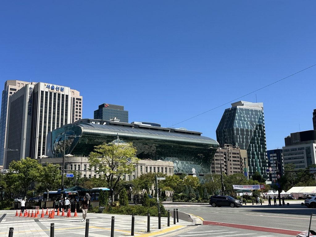 Seoul City Hall and surrounding buildings near Myeongdong
