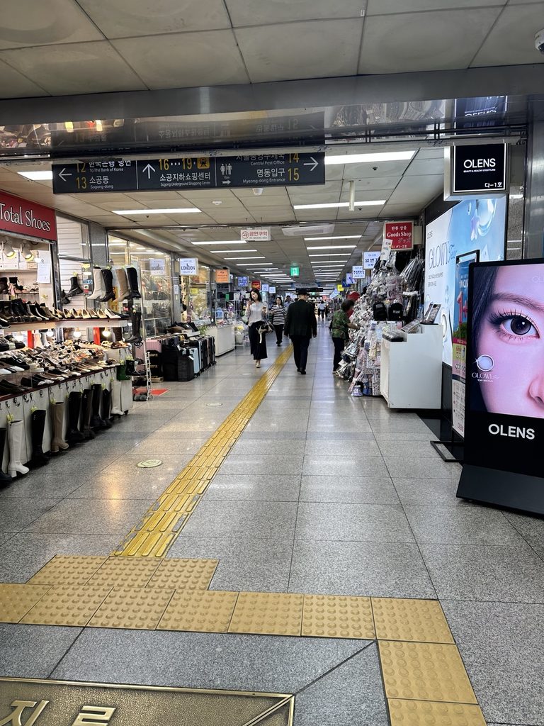Underground shopping passage near Myeongdong in central Seoul
