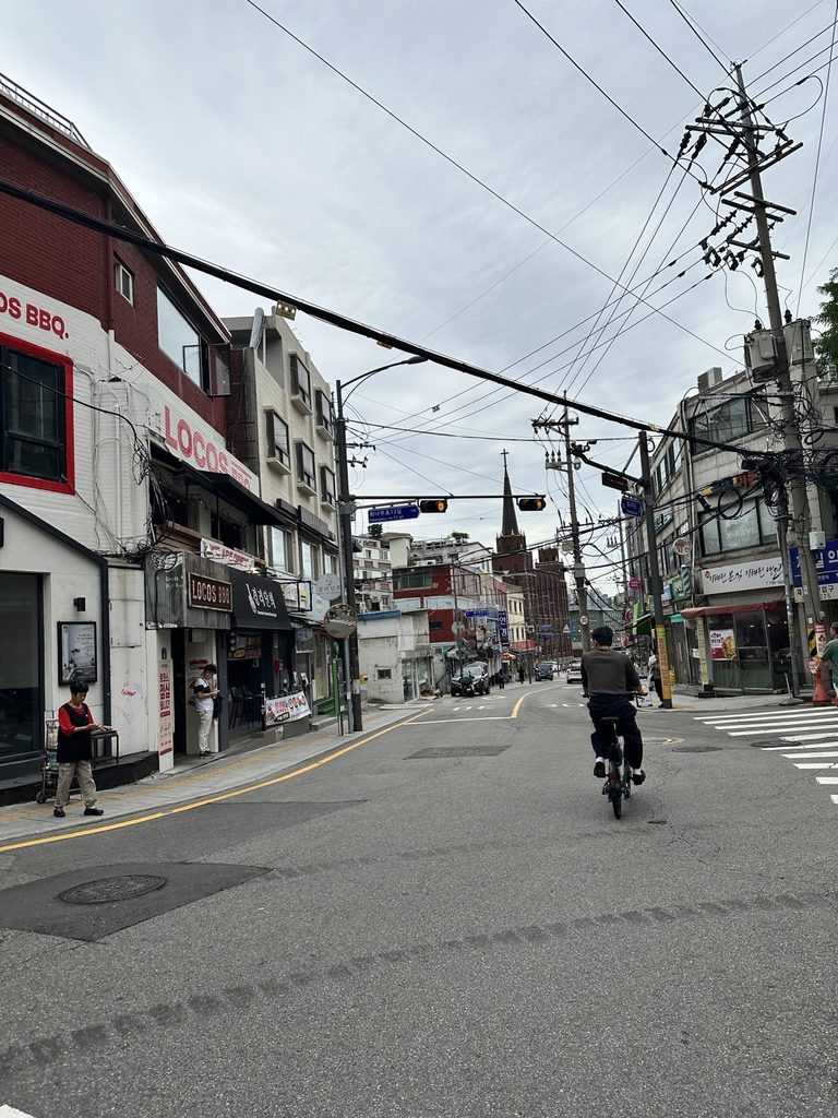 Hilly neighborhood street along Gyeongnidan-gil in Seoul