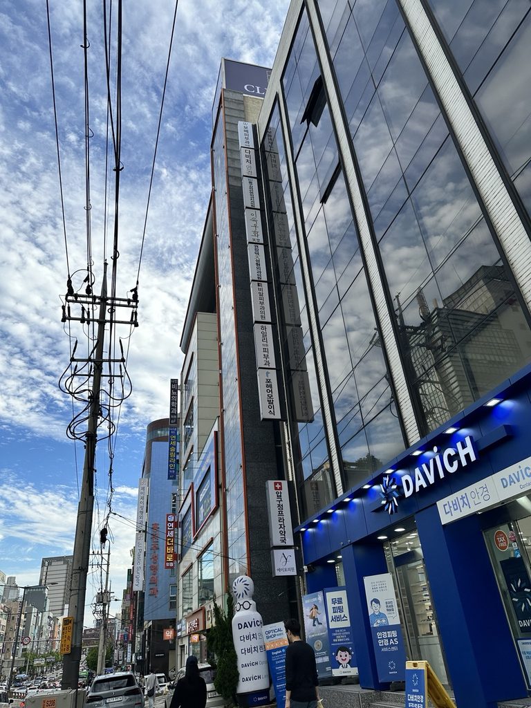 Plastic surgery clinics along the main road near Apgujeong Station in Gangnam